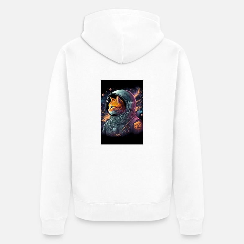 Chat de l’espace - Veste à capuche bio Premium Unisexe - blanc