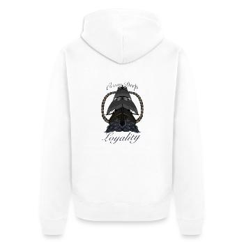 Schiff - Unisex Premium Bio Zip Hoodie - Weiß - Hinten - Thijin (182cm)