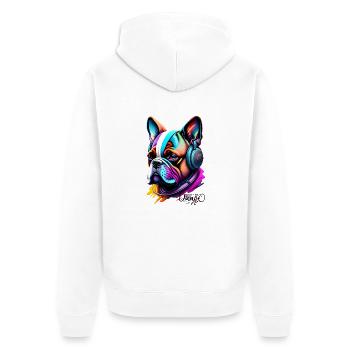 RAP MUSIC, FRENCH BULLDOG - Unisex Premium Organic Zip Hoodie - white - Back - Thijin (182cm)