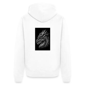 Schwarz-weißer Drache - Unisex Premium Bio Zip Hoodie - Weiß - Hinten - Thijin (182cm)