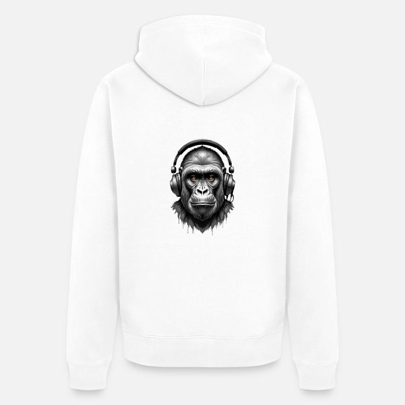 Techno Gorille - Veste à capuche bio Premium Unisexe - blanc