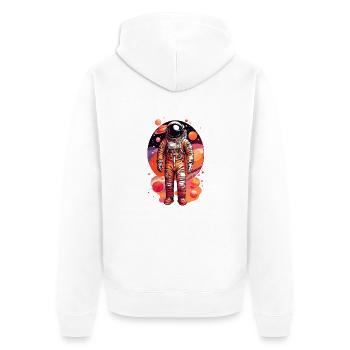 Astronaut with multiple planets - Unisex Premium Organic Zip Hoodie - white - Back - Thijin (182cm)