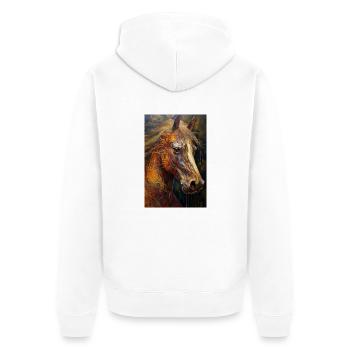 Ein Portrait von einem Pferd 2 - Unisex Premium Bio Zip Hoodie - Weiß - Hinten - Thijin (182cm)