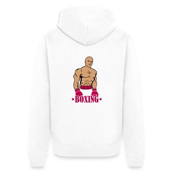 boxing boxer - Unisex Premium Bio Zip Hoodie - Weiß - Hinten - Thijin (182cm)
