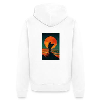 Sunset Seeker – Surf the Stars - Unisex Premium Organic Zip Hoodie - white - Back - Thijin (182cm)