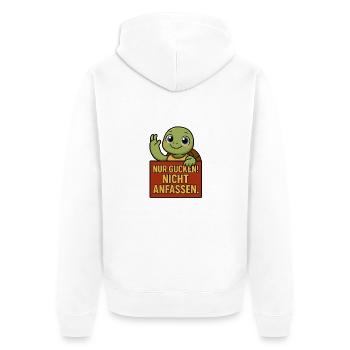 Süßes Schildkröten Shirt – Nur gucken! Nicht anfas - Unisex Premium Bio Zip Hoodie - Weiß - Hinten - Thijin (182cm)