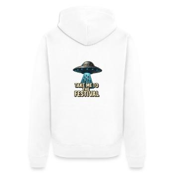 Take me to the Festival - Unisex Premium Bio Zip Hoodie - Weiß - Hinten - Thijin (182cm)