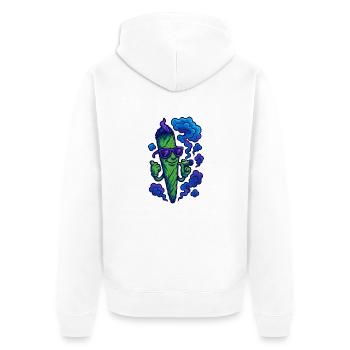 Joint Venture - Unisex Premium Bio Zip Hoodie - Weiß - Hinten - Thijin (182cm)