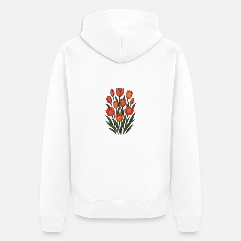Tulips - Unisex Premium Organic Zip Hoodie - white