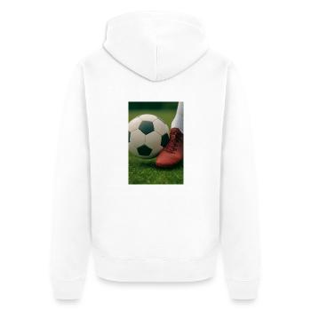 Sport - Fußball - Unisex Premium Bio Zip Hoodie - Weiß - Hinten - Thijin (182cm)
