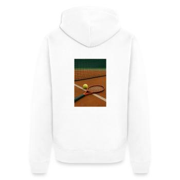 Tennis - Raquette et balle - Veste à capuche bio Premium Unisexe - blanc - Dos - Thijin (182cm)