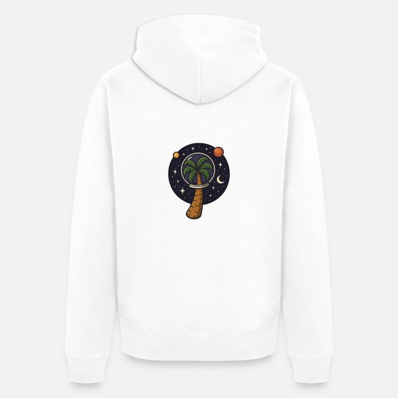Palmier dans l’espace - Veste à capuche bio Premium Unisexe - blanc