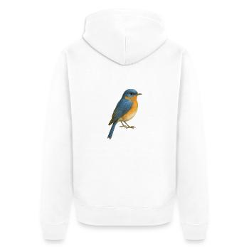 Bluebird – Farben der Freiheit - Unisex Premium Bio Zip Hoodie - Weiß - Hinten - Thijin (182cm)
