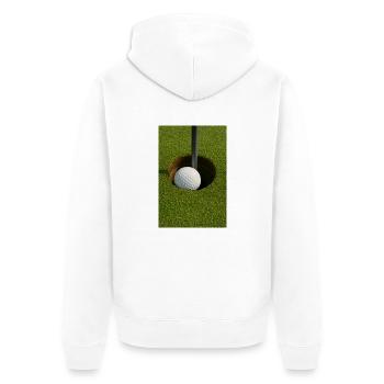Sport - Golf - Unisex Premium Bio Zip Hoodie - Weiß - Hinten - Thijin (182cm)
