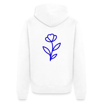 Line Art Flower – Minimalist Floral Motif in e - Unisex Premium Organic Zip Hoodie - white - Back - Thijin (182cm)