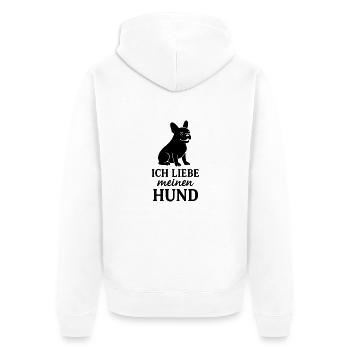 Ich liebe meinen Hund 7 - Unisex Premium Bio Zip Hoodie - Weiß - Hinten - Thijin (182cm)