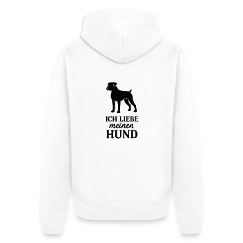 Ich liebe meinen Hund Boxer - Unisex Premium Bio Zip Hoodie - Weiß - Hinten - Thijin (182cm)