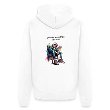 Emotionnellement épuisé mais super stylé - Veste à capuche bio Premium Unisexe - blanc - Dos - Thijin (182cm)