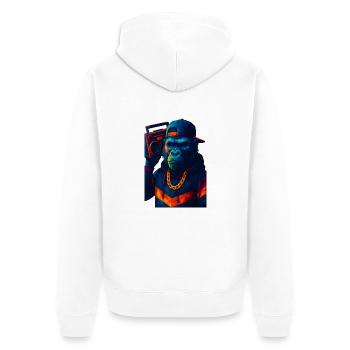 WPAP Style Animals - Gorilla Hip Hop Outfit Boombox - Veste à capuche bio Premium Unisexe - blanc - Dos - Thijin (182cm)