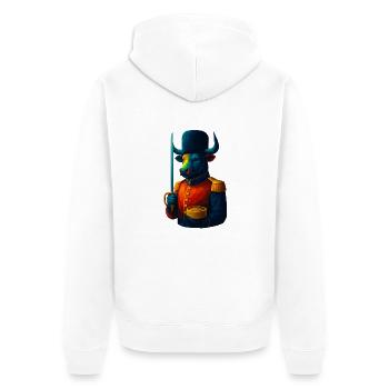 Animaux de style WPAP - Taureau en uniforme avec sabre - Veste à capuche bio Premium Unisexe - blanc - Dos - Thijin (182cm)