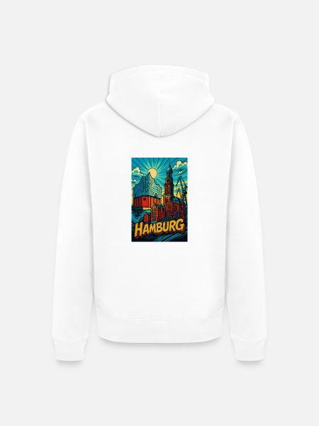 Monument de Hambourg - Veste à capuche bio Premium Unisexe - blanc