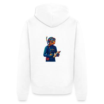 WPAP Polygon Stil Tiere - Meeresbiologin - Unisex Premium Bio Zip Hoodie - Weiß - Hinten - Thijin (182cm)