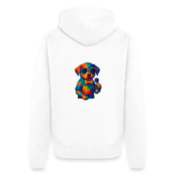 WPAP Polygon Stil Tiere - Hundewelpe Sonnenbrille - Unisex Premium Bio Zip Hoodie - Weiß - Hinten - Thijin (182cm)