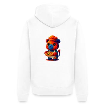 WPAP Polygon Kawaii Stil Tiere Baby Bär Pizzakoch - Unisex Premium Bio Zip Hoodie - Weiß - Hinten - Thijin (182cm)