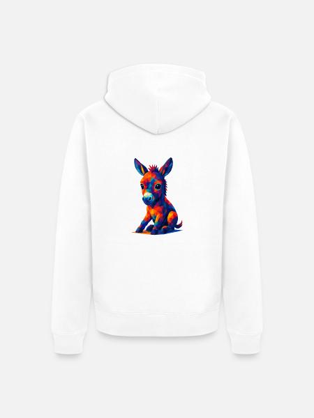 WPAP Polygon Kawaii Stil Tiere Baby Esel Eselchen - Unisex Premium Bio Zip Hoodie - Weiß