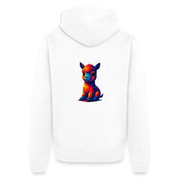 WPAP Polygon Kawaii Stil Tiere Baby Alpaka Lama - Unisex Premium Bio Zip Hoodie - Weiß - Hinten - Thijin (182cm)