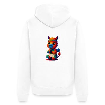 WPAP Polygon Kawaii Stil Tiere Baby Alpaka Yoga - Unisex Premium Bio Zip Hoodie - Weiß - Hinten - Thijin (182cm)