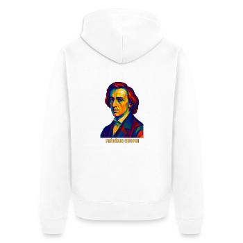WPAP Polygon Porträt Frederic Chopin Komponist - Unisex Premium Bio Zip Hoodie - Weiß - Hinten - Thijin (182cm)