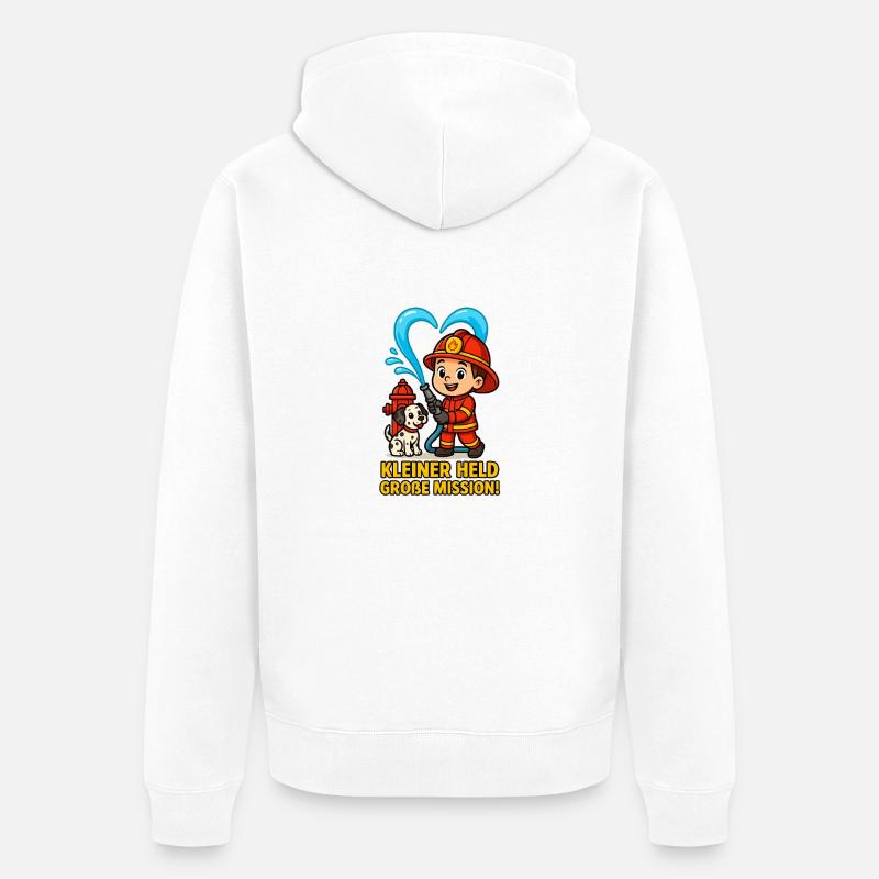Petit héros, grande mission - Veste à capuche bio Premium Unisexe - blanc