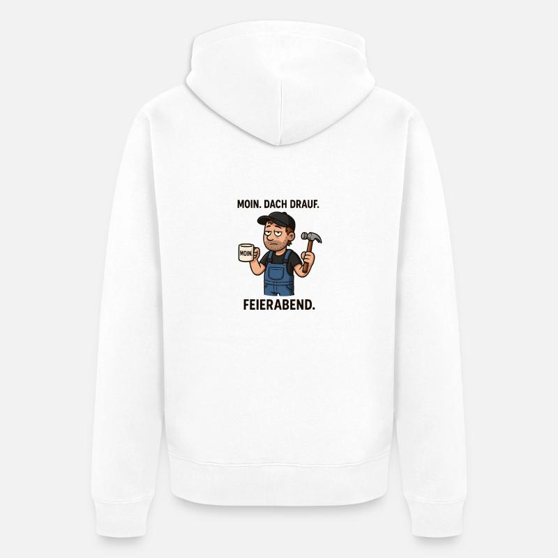 Dach drauf Moin Dachdecker - Unisex Premium Bio Zip Hoodie - Weiß