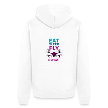 Eat Sleep Fly Repeat – Neon Drohnenpilot Routine - Unisex Premium Bio Zip Hoodie - Weiß - Hinten - Thijin (182cm)