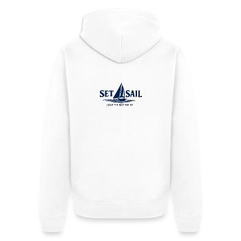 Set Sail Leave the Rest Behind - Unisex Premium Organic Zip Hoodie - white - Back - Thijin (182cm)