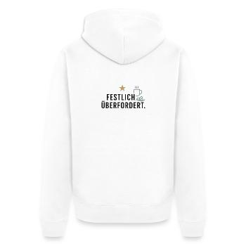 Festlich überfordert - Unisex Premium Bio Zip Hoodie - Weiß - Hinten - Thijin (182cm)