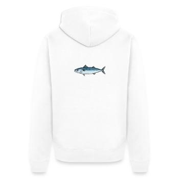 Makrele Fisch Angeln - Unisex Premium Bio Zip Hoodie - Weiß - Hinten - Thijin (182cm)