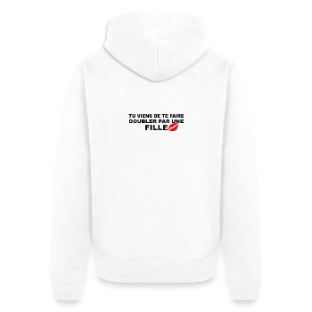 Aufkleber - Unisex Premium Bio Zip Hoodie - Weiß - Hinten - Thijin (182cm)