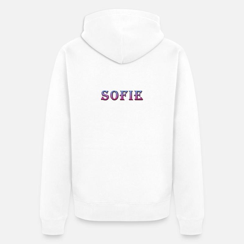 Farbenfroher 3D-Text mit Glitzereffekt - Unisex Premium Bio Zip Hoodie - Weiß