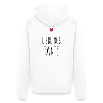 Tante Lieblingstante Herz Geschenkidee Patentante - Unisex Premium Bio Zip Hoodie - Weiß - Hinten - Thijin (182cm)