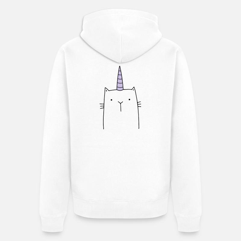 Einhorn Katze niedlich Geschenk - Unisex Premium Bio Zip Hoodie - Weiß