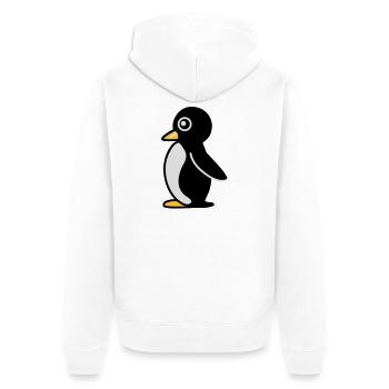 Minimalistischer Pinguin - Unisex Premium Bio Zip Hoodie - Weiß - Hinten - Thijin (182cm)