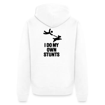 I do my own stunts Hundespaziergang lustige Hund - Unisex Premium Bio Zip Hoodie - Weiß - Hinten - Thijin (182cm)