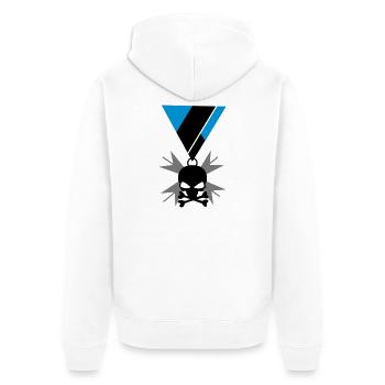 Totenkopf Schädel und Knochen Orden - Unisex Premium Bio Zip Hoodie - Weiß - Hinten - Thijin (182cm)