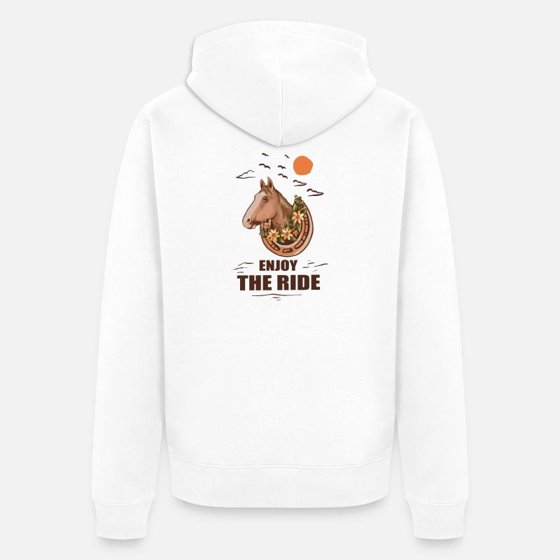 Cheval et cavalier - Veste à capuche bio Premium Unisexe - blanc