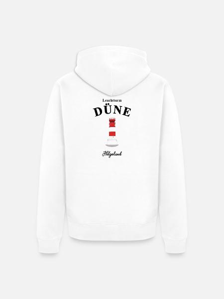 Leuchtturm auf Düne, Insel bei Helgoland, Nordsee - Unisex Premium Bio Zip Hoodie - Weiß