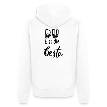 Du bist die beste - Unisex Premium Bio Zip Hoodie - Weiß - Hinten - Thijin (182cm)