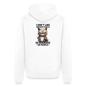 i dont like morning people Cat coffee - Unisex Premium Bio Zip Hoodie - Weiß - Hinten - Thijin (182cm)