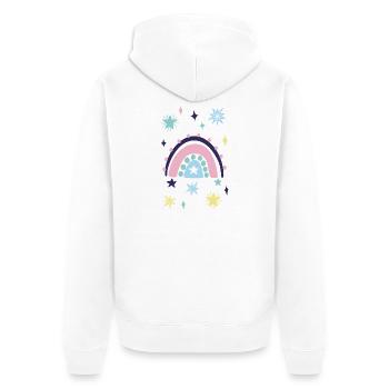 Pastellstern Regenbogen - Unisex Premium Bio Zip Hoodie - Weiß - Hinten - Thijin (182cm)